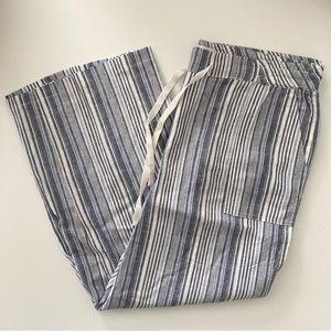 NWOT Land 'N Sea Blue Striped Linen Blend Wide Leg Pants